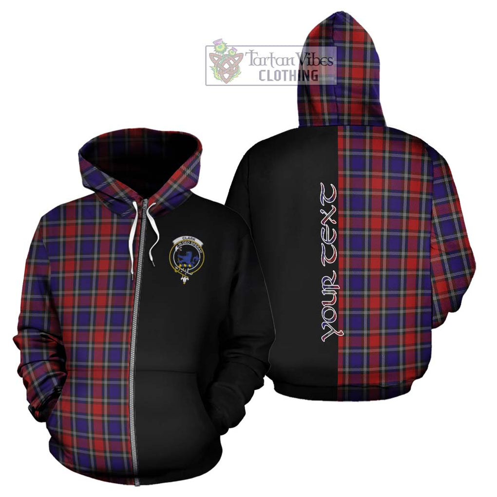 Clark (Lion) Red Tartan Hoodie with Family Crest and Half Of Me Style - Tartanvibesclothing Shop