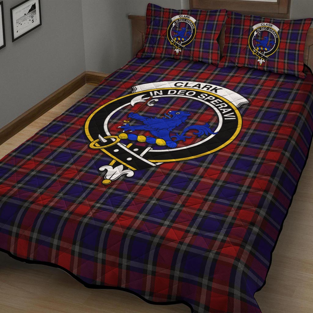 Clark (Lion) Red Tartan Quilt Bed Set with Family Crest - Tartan Vibes Clothing