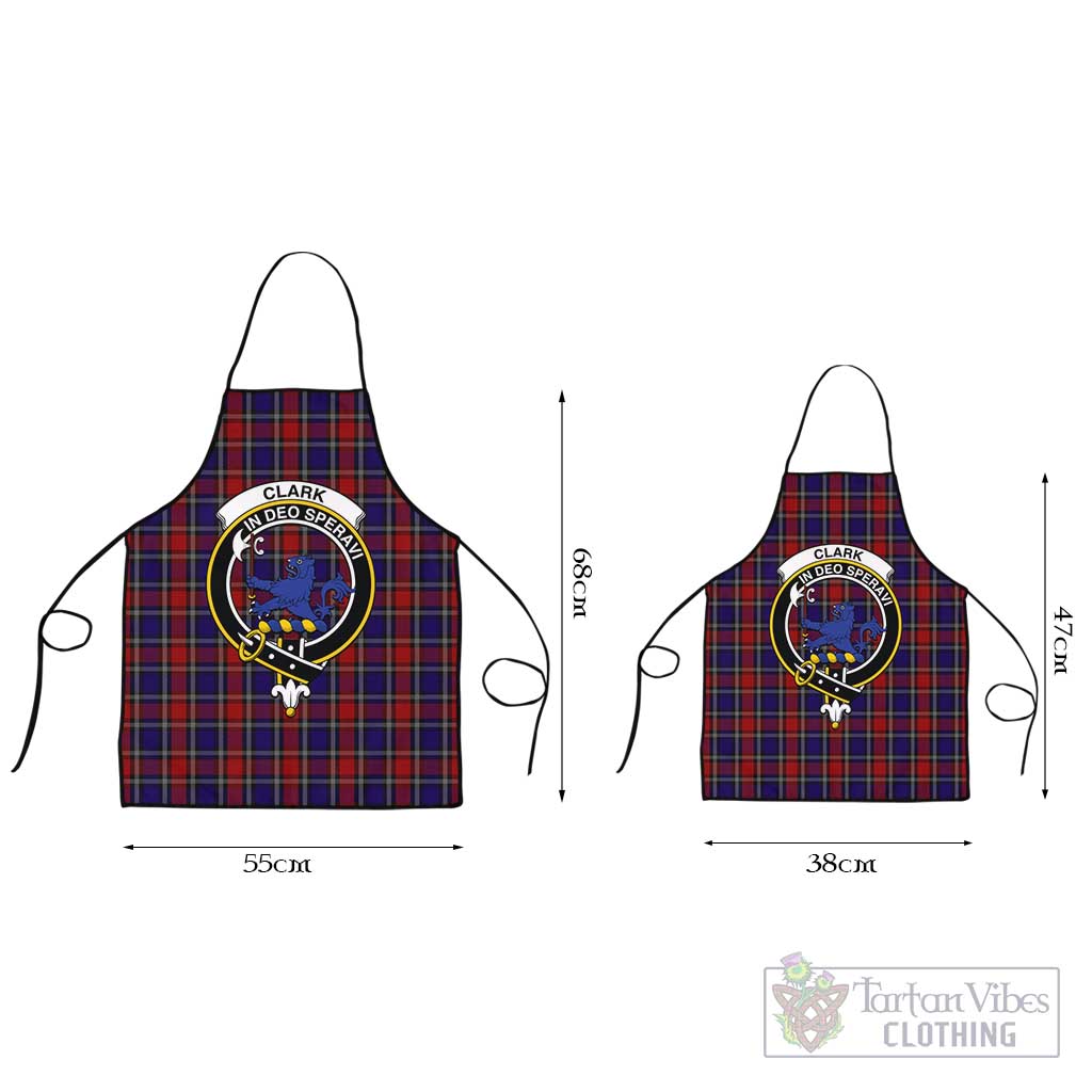 Clark (Lion) Red Tartan Apron with Family Crest Black L 55x68 cm - Tartan Vibes Clothing