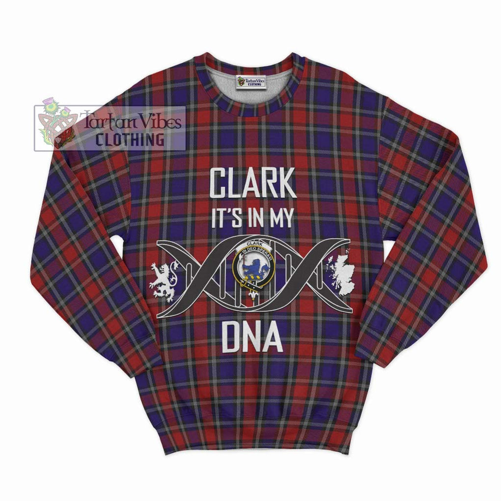 Clark (Lion) Red Tartan Sweatshirt with Family Crest DNA In Me Style - Tartanvibesclothing Shop