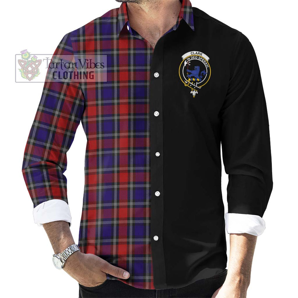 Clark (Lion) Red Tartan Long Sleeve Button Shirt with Family Crest and Half Of Me Style - Tartanvibesclothing Shop