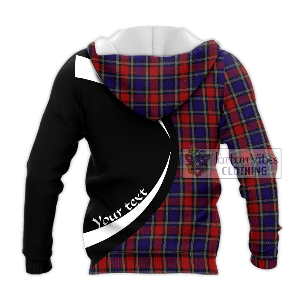 Clark (Lion) Red Tartan Knitted Hoodie with Family Crest Circle Style - Tartan Vibes Clothing