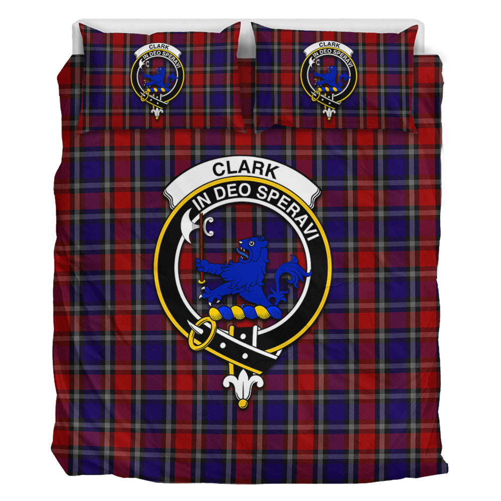 Clark (Lion) Red Tartan Bedding Set with Family Crest - Tartan Vibes Clothing