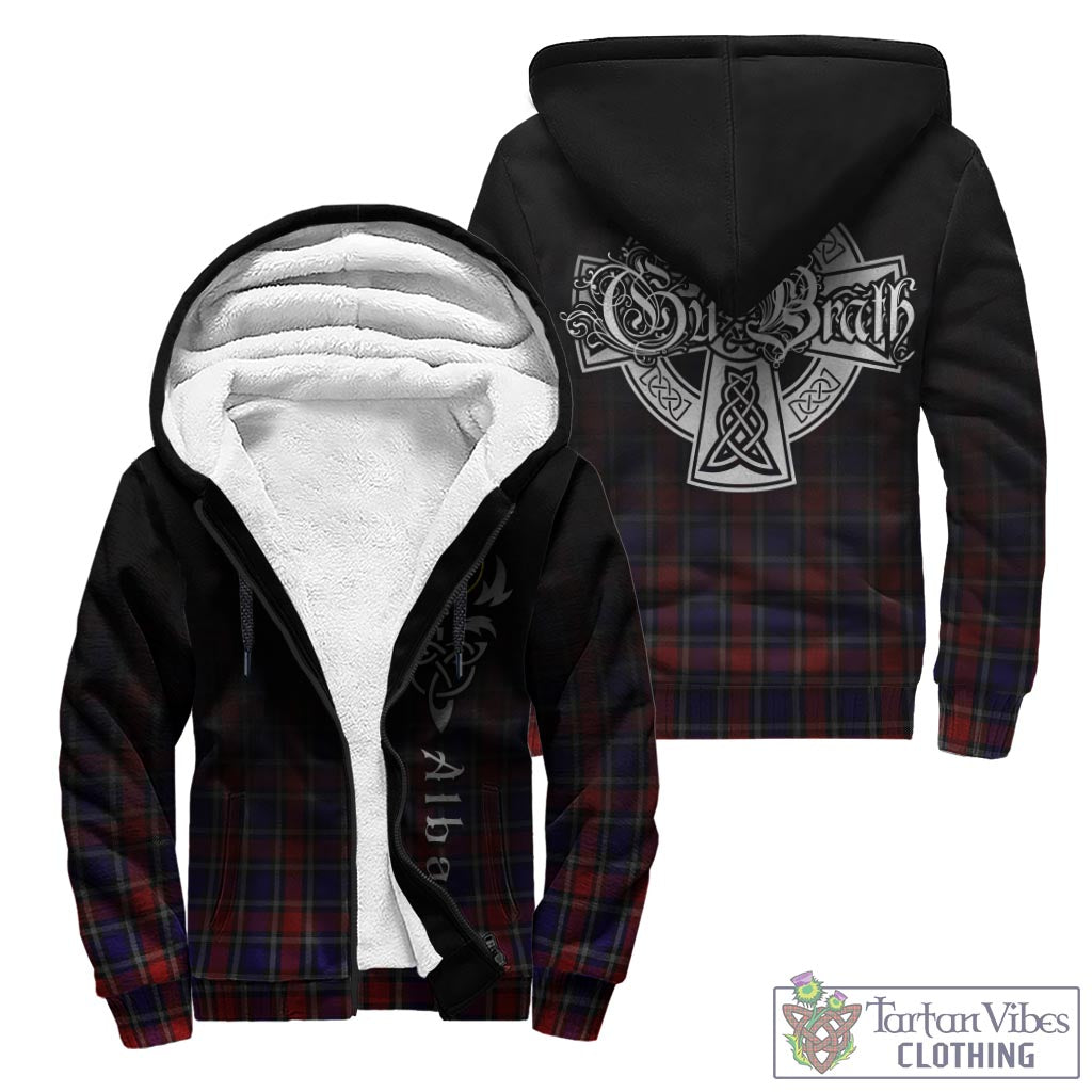 Tartan Vibes Clothing Clark (Lion) Red Tartan Sherpa Hoodie Featuring Alba Gu Brath Family Crest Celtic Inspired