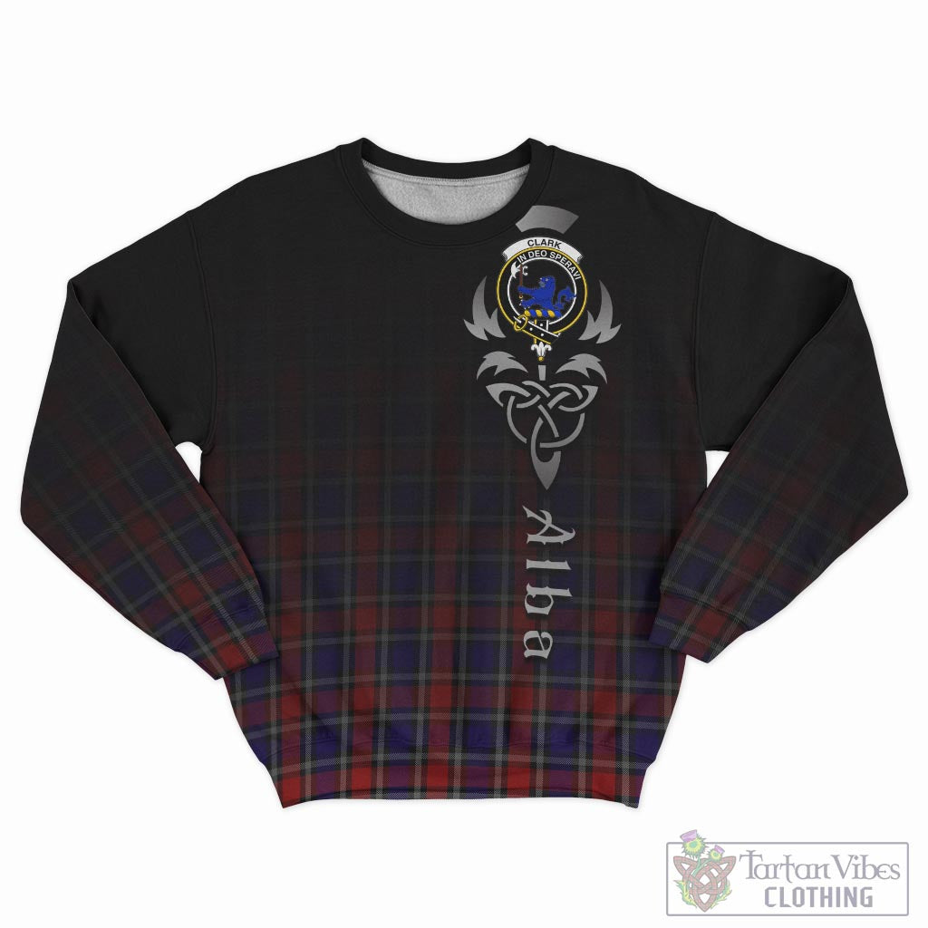 Tartan Vibes Clothing Clark (Lion) Red Tartan Sweatshirt Featuring Alba Gu Brath Family Crest Celtic Inspired