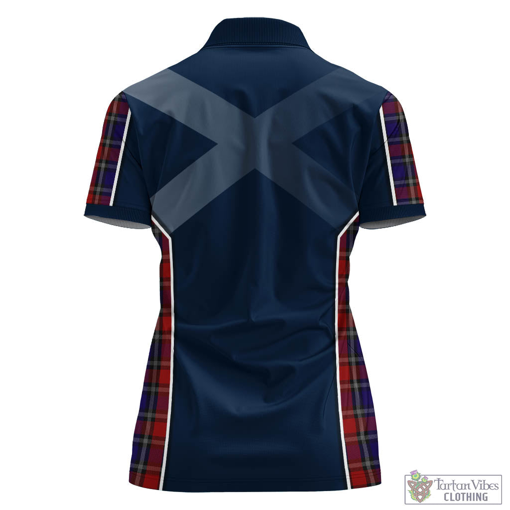 Tartan Vibes Clothing Clark (Lion) Red Tartan Women's Polo Shirt with Family Crest and Scottish Thistle Vibes Sport Style