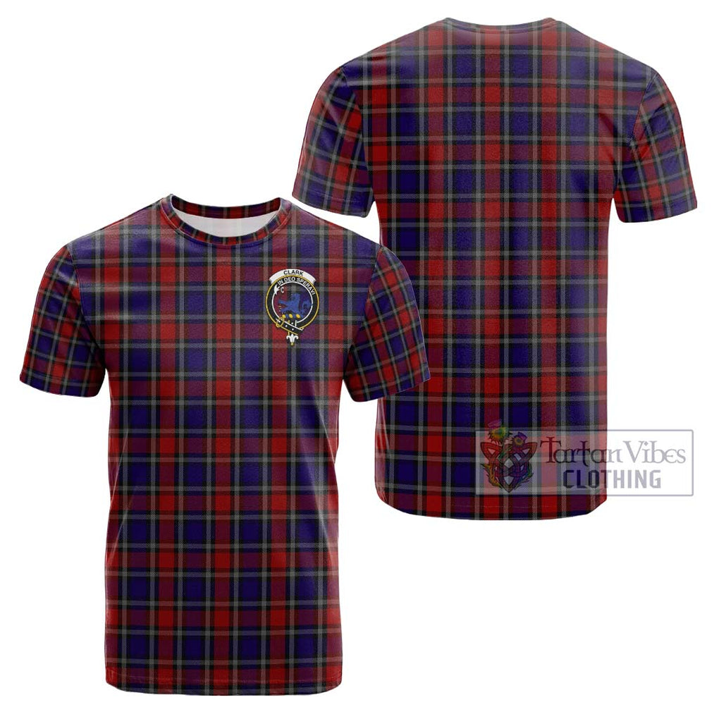 Clark (Lion) Red Tartan Cotton T-Shirt with Family Crest Kid's Shirt - Tartanvibesclothing Shop