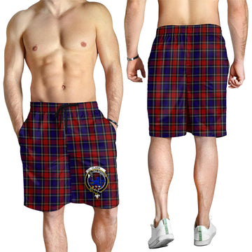 Clark (Lion) Red Tartan Mens Shorts with Family Crest