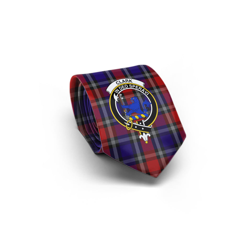 Clark (Lion) Red Tartan Classic Necktie with Family Crest - Tartan Vibes Clothing