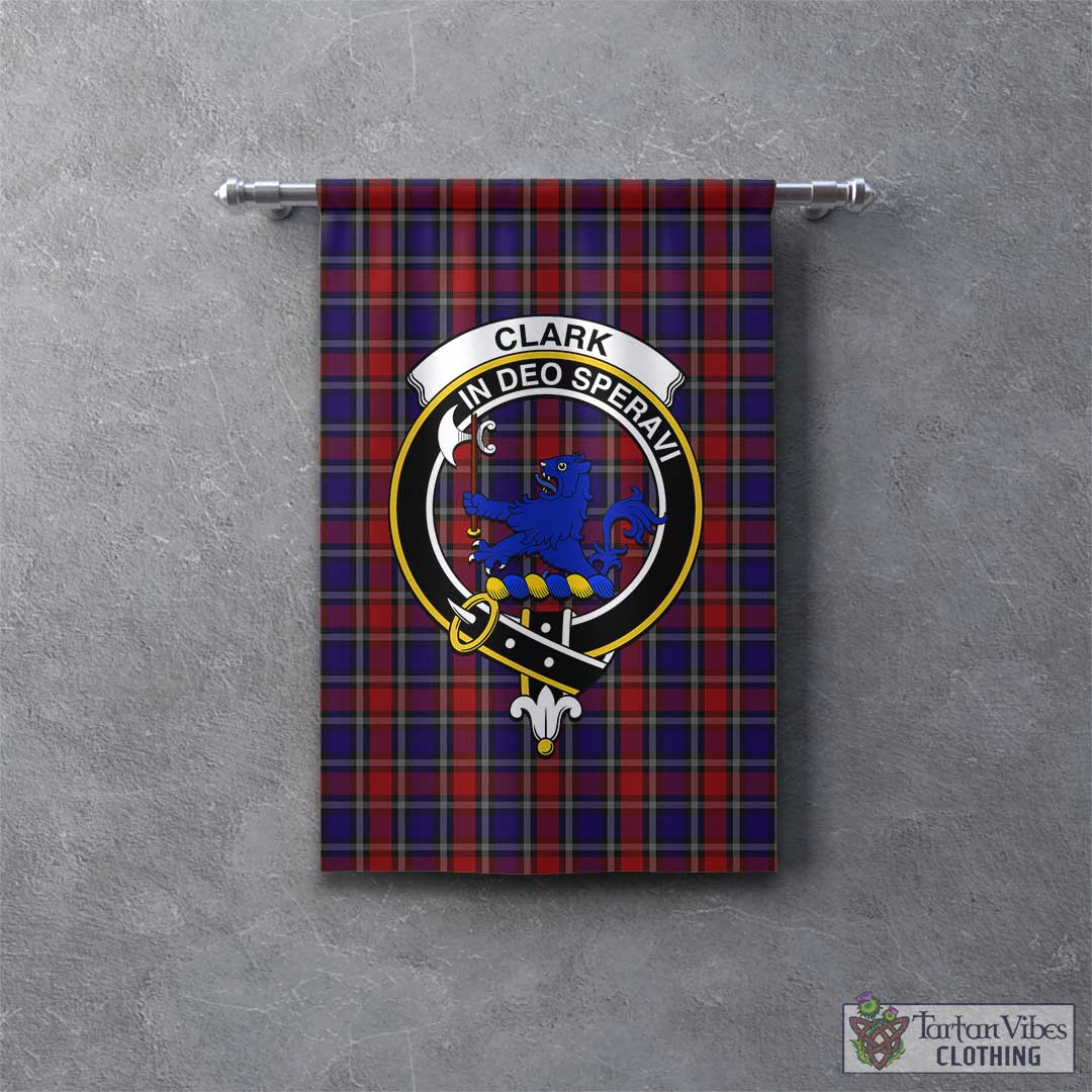 Tartan Vibes Clothing Clark (Lion) Red Tartan Gonfalon, Tartan Banner with Family Crest