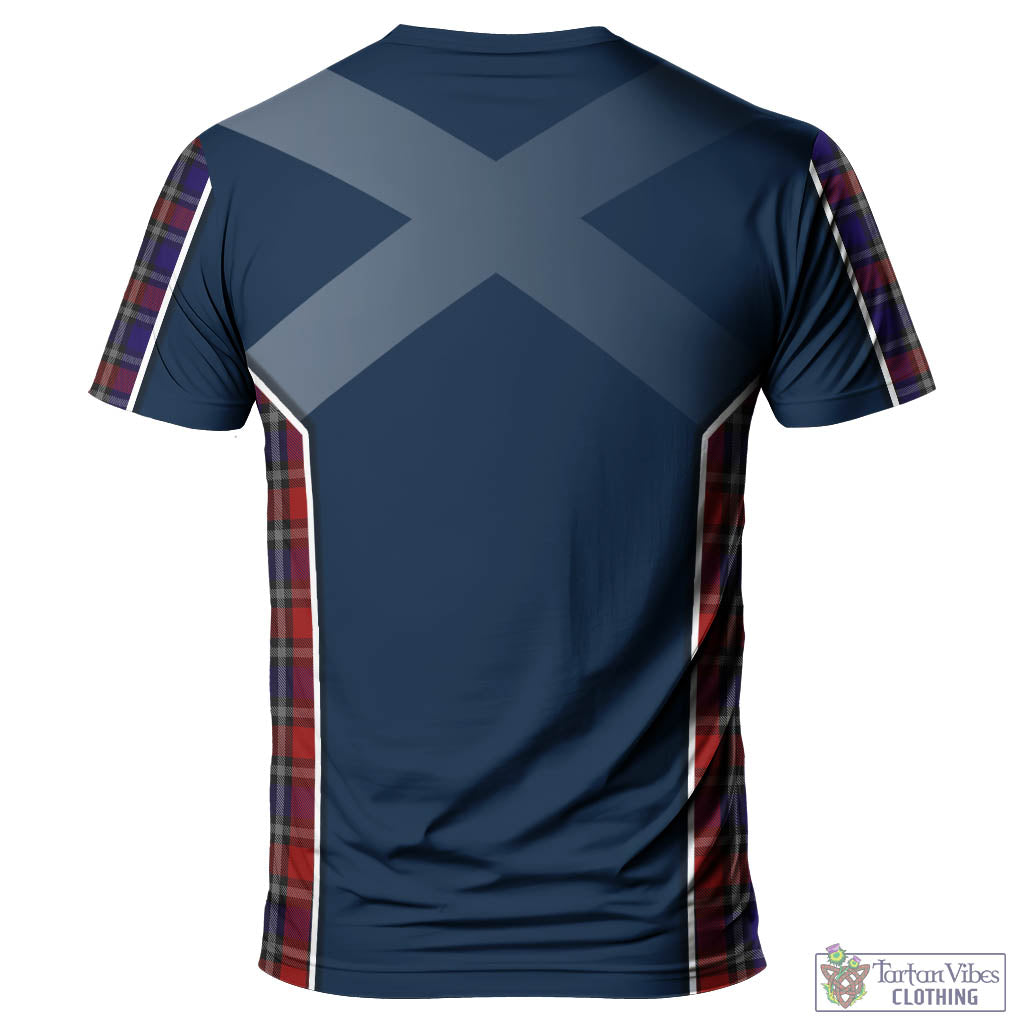 Tartan Vibes Clothing Clark (Lion) Red Tartan T-Shirt with Family Crest and Scottish Thistle Vibes Sport Style