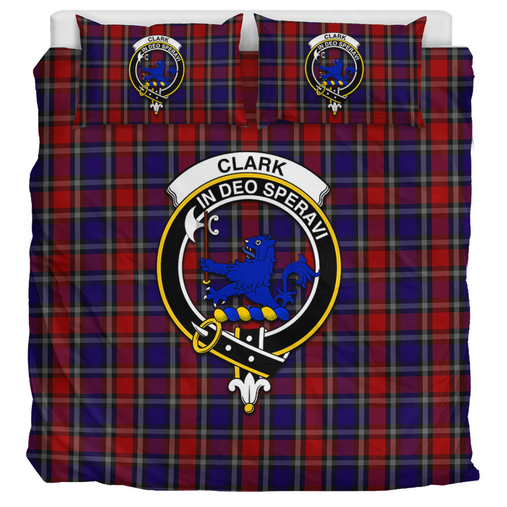 Clark (Lion) Red Tartan Bedding Set with Family Crest UK Bedding Set UK Super King 104*94 inch - Tartan Vibes Clothing