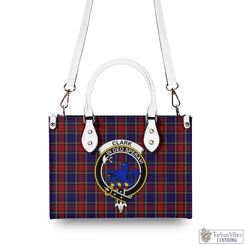 Tartan Vibes Clothing Clark (Lion) Red Tartan Luxury Leather Handbags with Family Crest