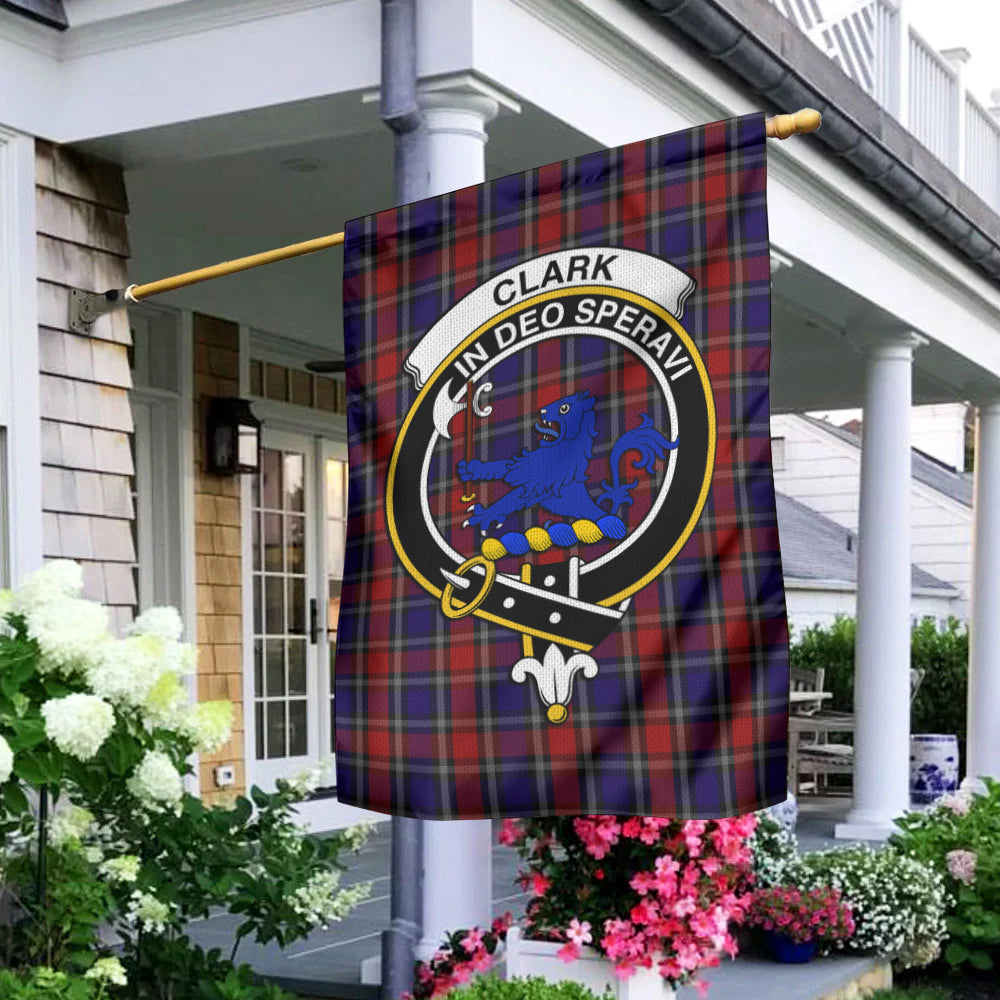 Clark (Lion) Red Tartan Flag with Family Crest - Tartan Vibes Clothing