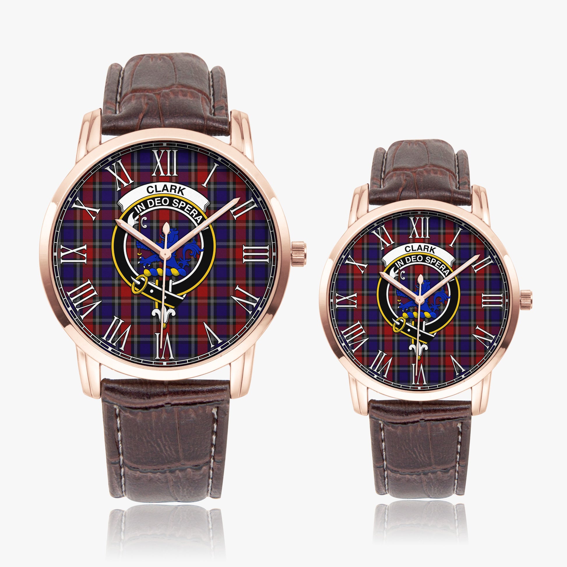 Clark (Lion) Red Tartan Family Crest Leather Strap Quartz Watch - Tartanvibesclothing