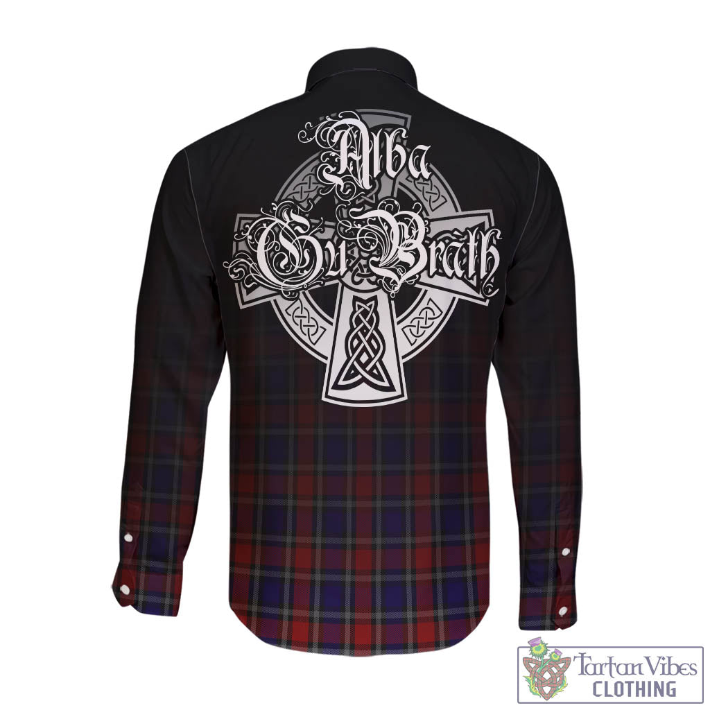 Tartan Vibes Clothing Clark (Lion) Red Tartan Long Sleeve Button Up Featuring Alba Gu Brath Family Crest Celtic Inspired