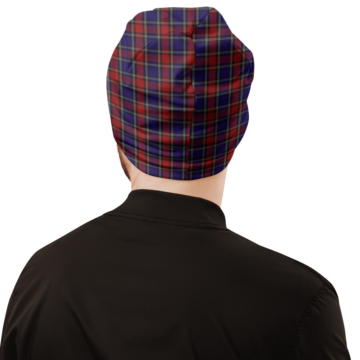 Clark (Lion) Red Tartan Beanies Hat with Family Crest - Tartan Vibes Clothing