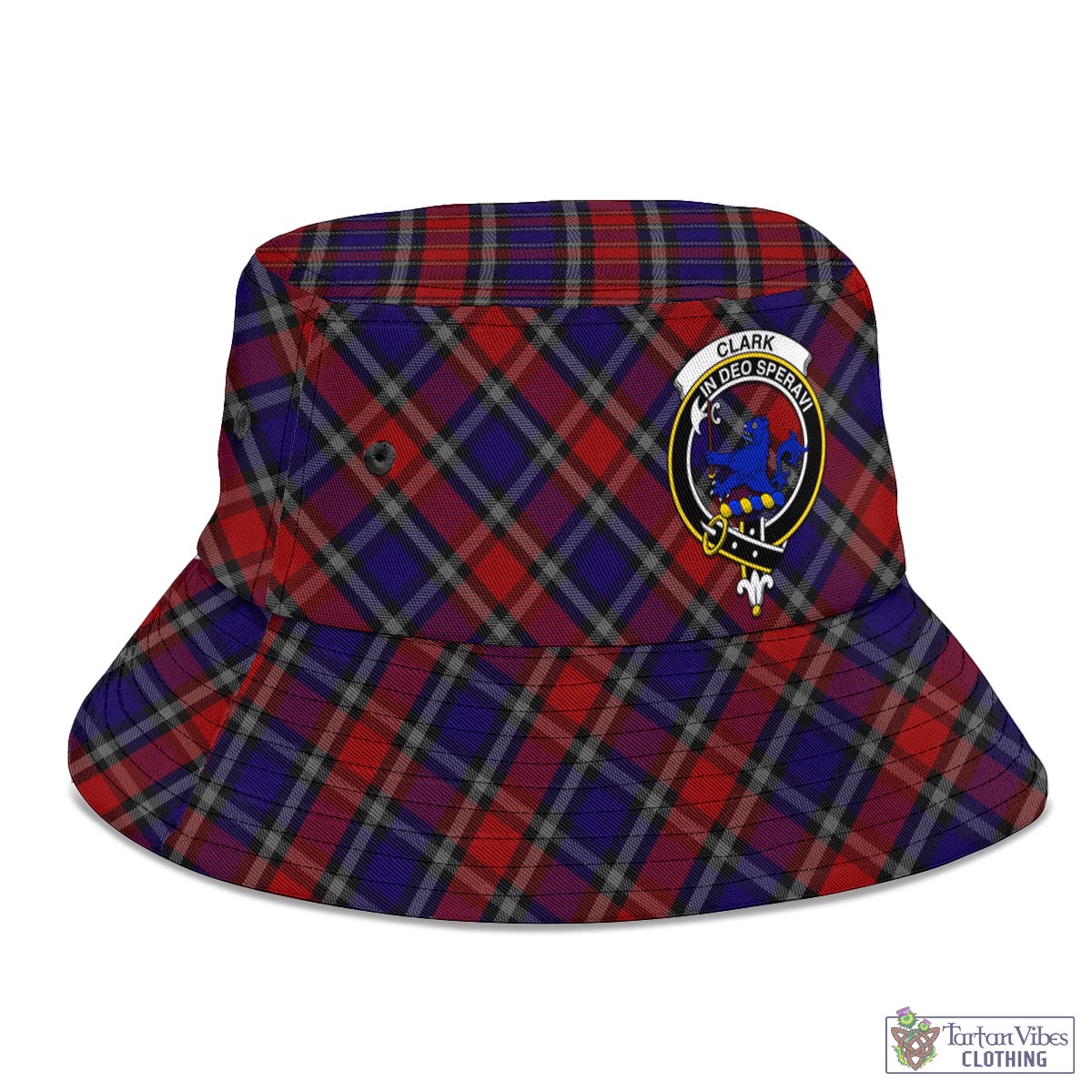 Tartan Vibes Clothing Clark (Lion) Red Tartan Bucket Hat with Family Crest