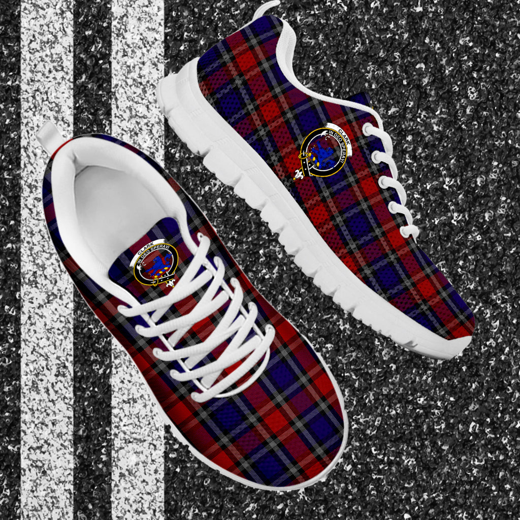 Clark (Lion) Red Tartan Sneakers with Family Crest - Tartan Vibes Clothing