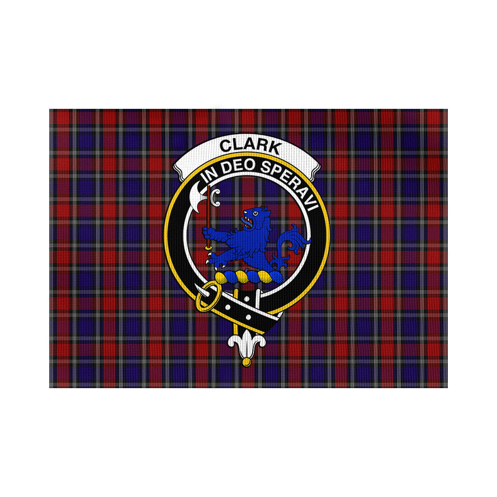 Clark (Lion) Red Tartan Flag with Family Crest - Tartan Vibes Clothing