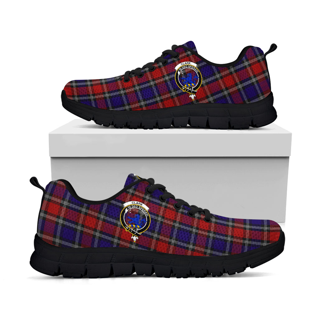 Clark (Lion) Red Tartan Sneakers with Family Crest - Tartan Vibes Clothing