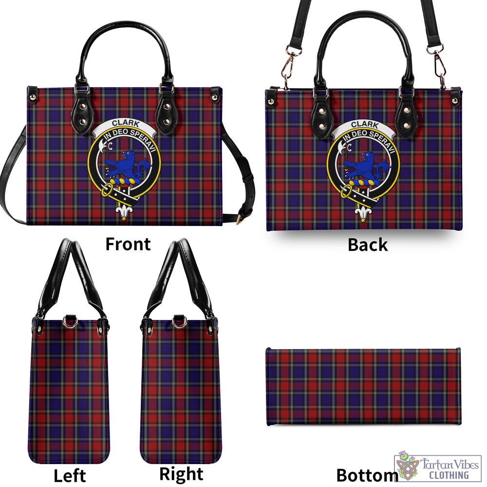 Tartan Vibes Clothing Clark (Lion) Red Tartan Luxury Leather Handbags with Family Crest