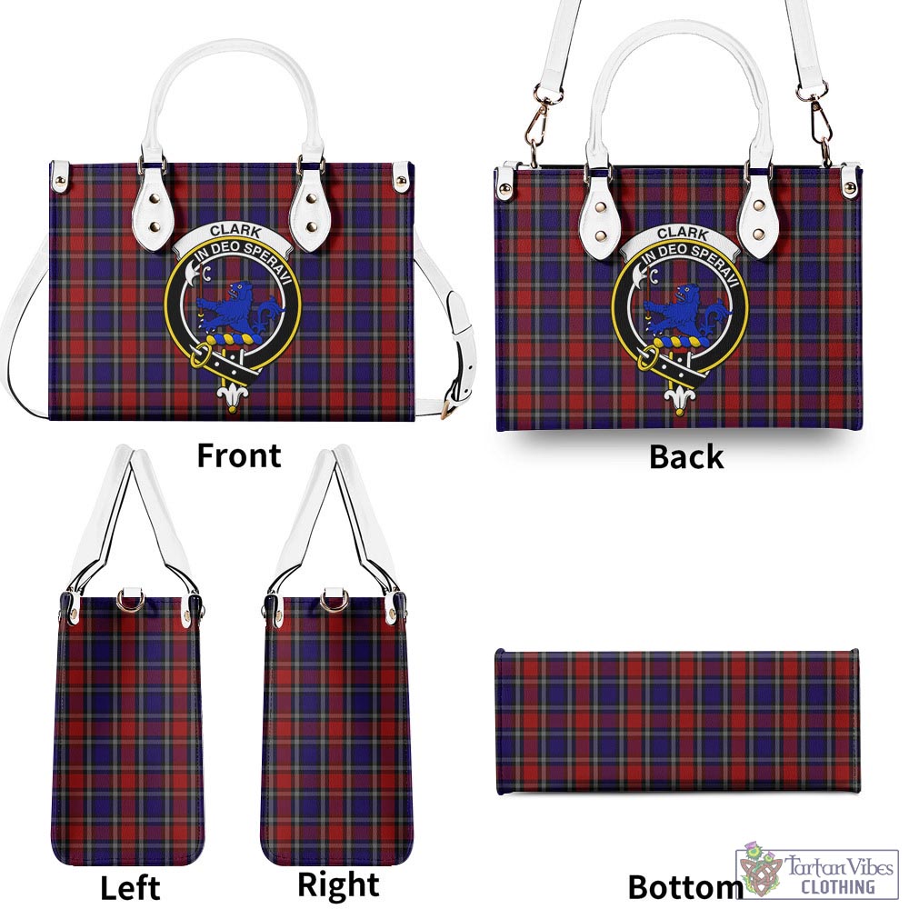 Tartan Vibes Clothing Clark (Lion) Red Tartan Luxury Leather Handbags with Family Crest