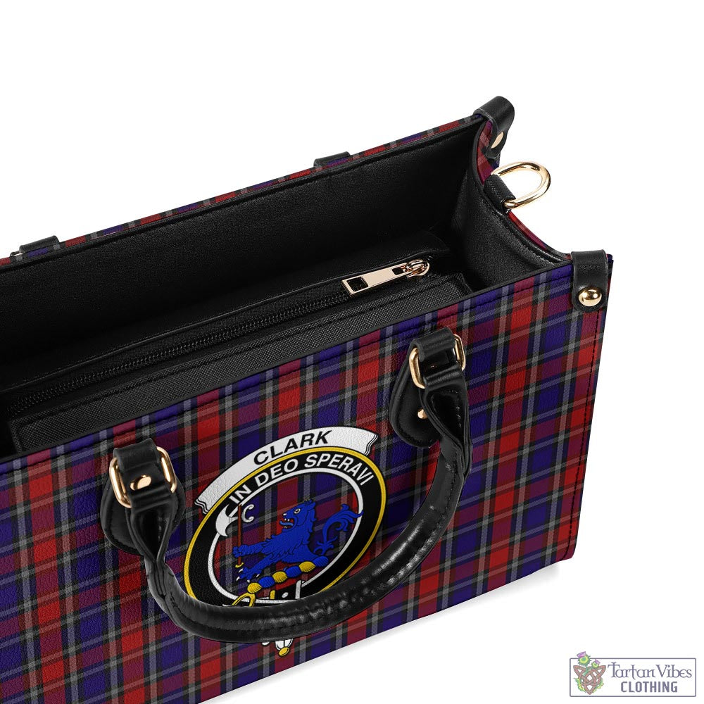 Tartan Vibes Clothing Clark (Lion) Red Tartan Luxury Leather Handbags with Family Crest