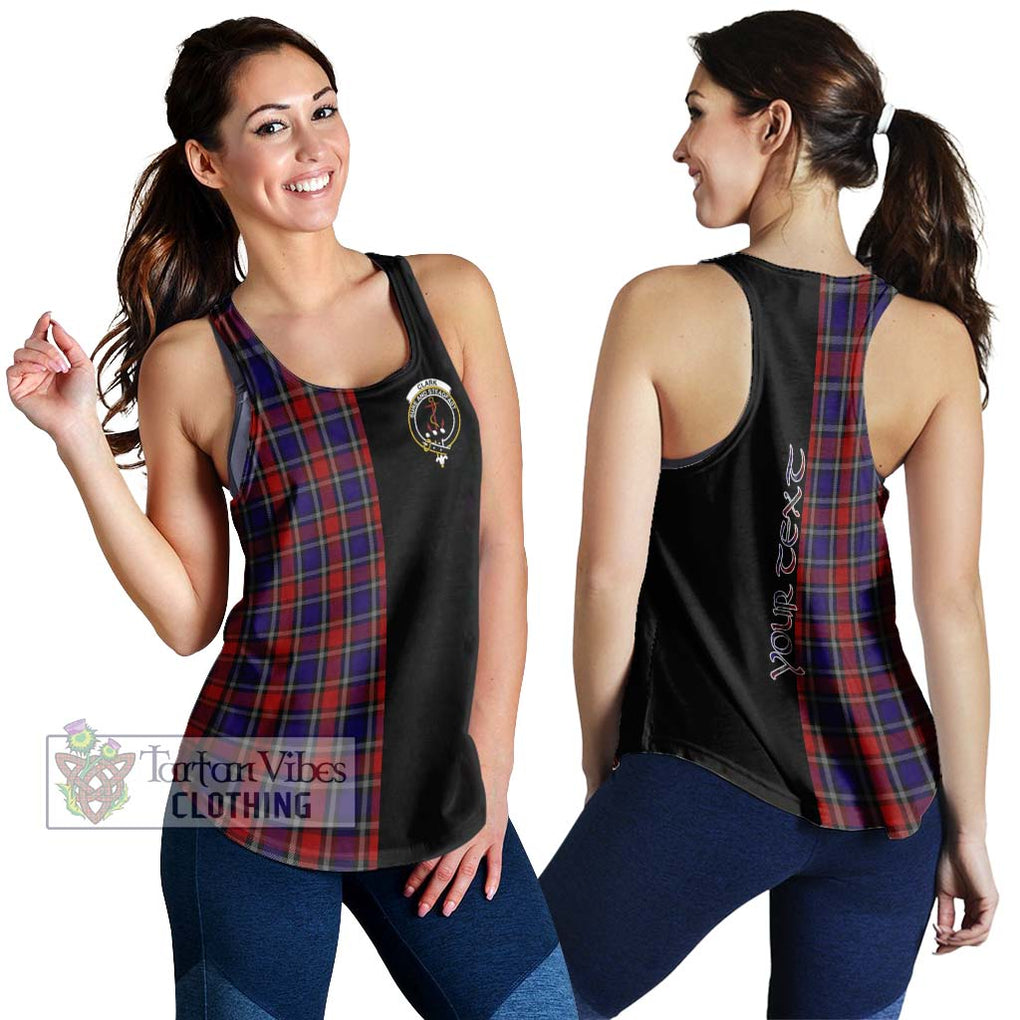 Clark Red Tartan Women's Racerback Tanks with Family Crest and Half Of Me Style 4XL - Tartanvibesclothing Shop