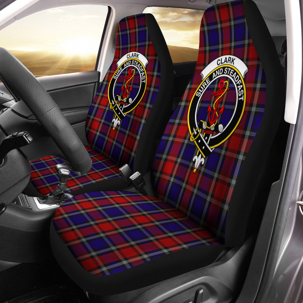 Clark Red Tartan Car Seat Cover with Family Crest One Size - Tartanvibesclothing