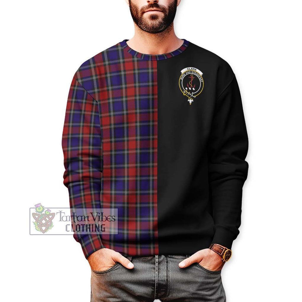 Clark Red Tartan Sweatshirt with Family Crest and Half Of Me Style Unisex - Tartanvibesclothing Shop