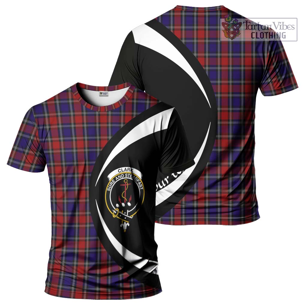 Tartan Vibes Clothing Clark Red Tartan T-Shirt with Family Crest Circle Style