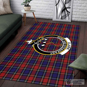 Clark Red Tartan Area Rug with Family Crest