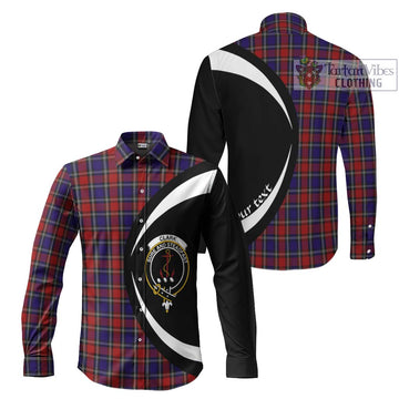 Clark Red Tartan Long Sleeve Button Up with Family Crest Circle Style