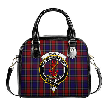 Clark Red Tartan Shoulder Handbags with Family Crest