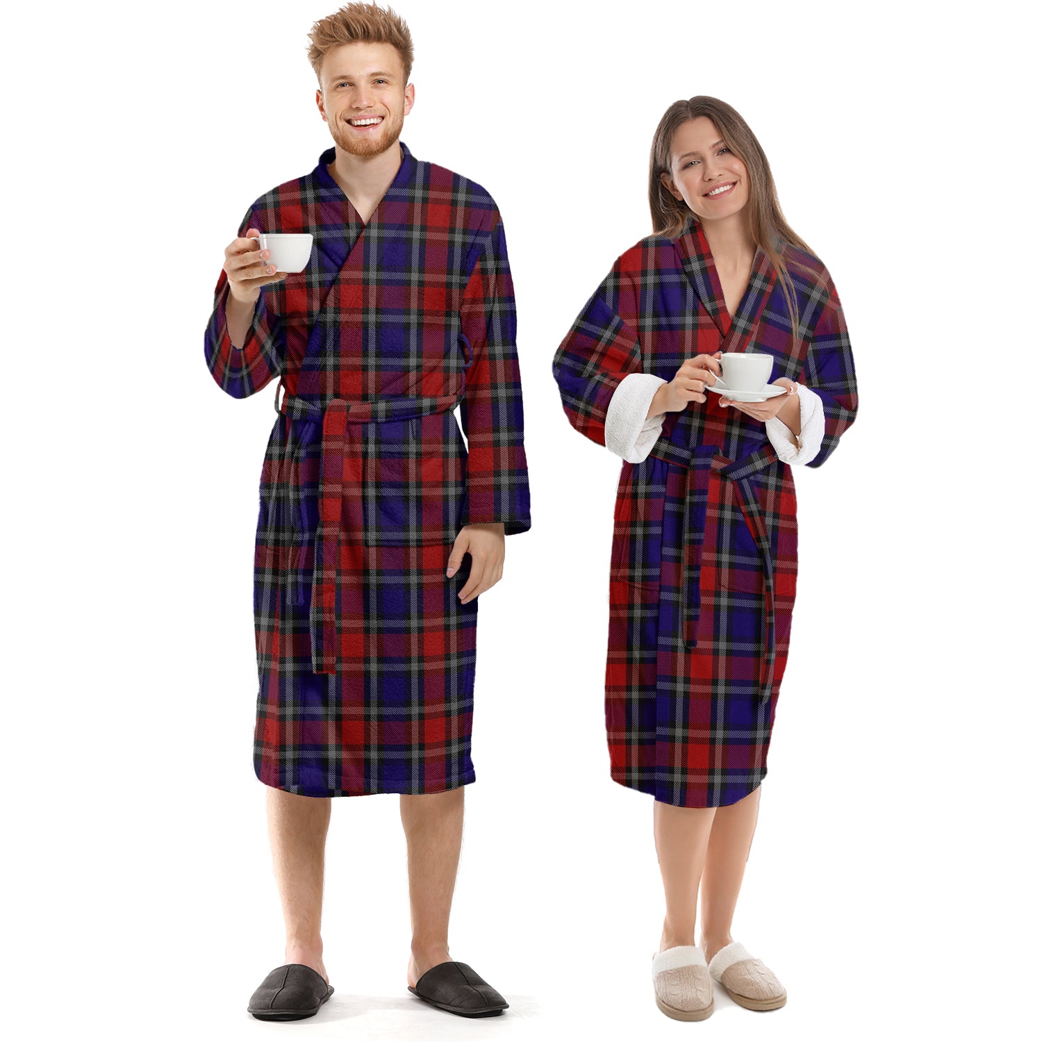 Clark Red Tartan Bathrobe Unisex S - Tartan Vibes Clothing