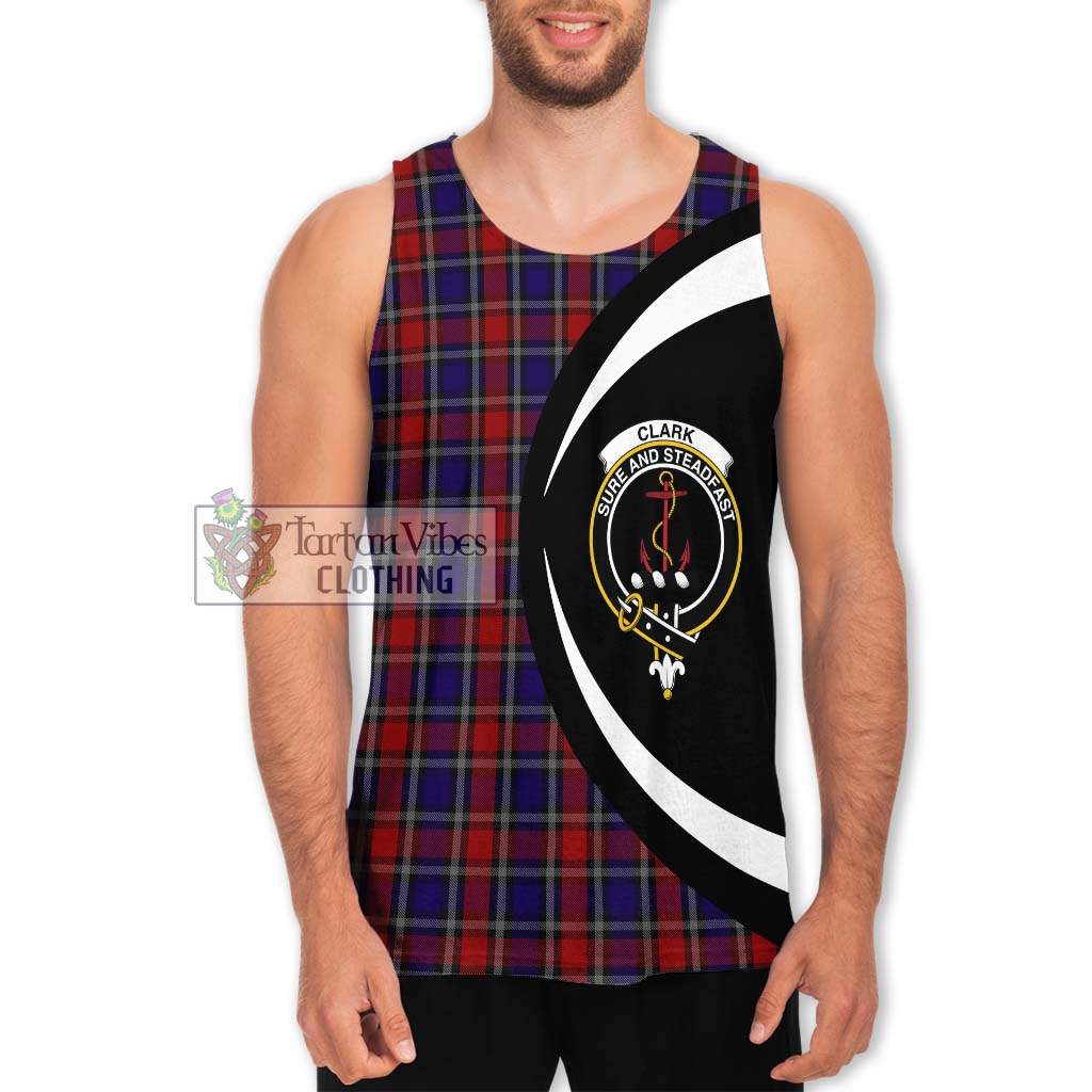 Clark Red Tartan Men's Tank Top with Family Crest Circle Style Men - Tartan Vibes Clothing