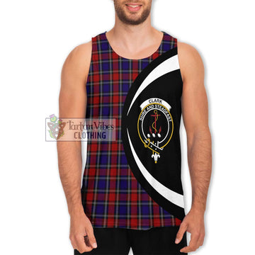 Clark Red Tartan Men's Tank Top with Family Crest Circle Style