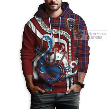 Clark Red Tartan Hoodie with Epic Bagpipe Style