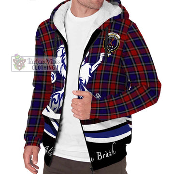 Clark Red Tartan Sherpa Hoodie with Alba Gu Brath Regal Lion Emblem