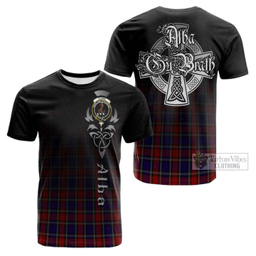 Clark Red Tartan Cotton T-shirt Featuring Alba Gu Brath Family Crest Celtic Inspired