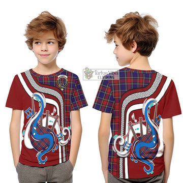 Clark Red Tartan Kid T-Shirt with Epic Bagpipe Style