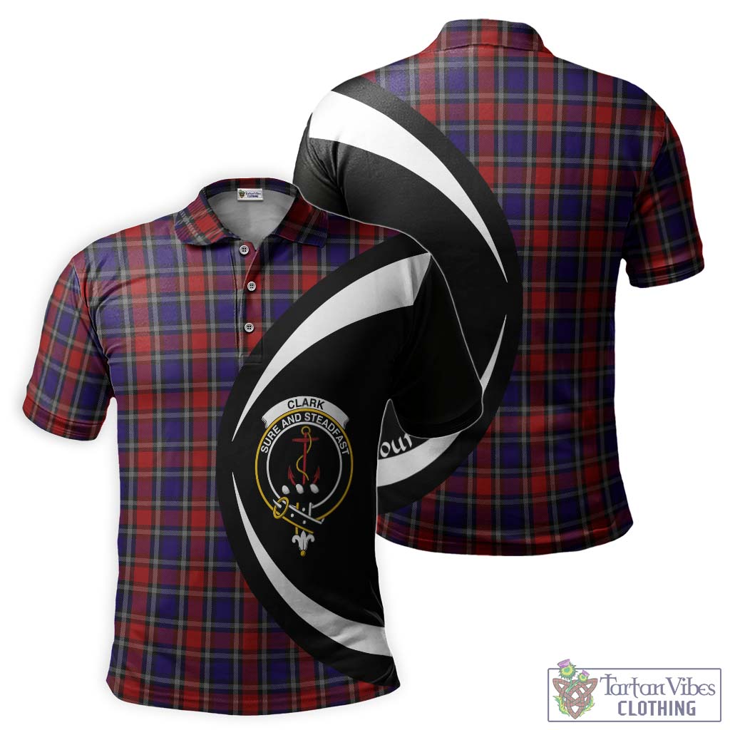 Clark Red Tartan Men's Polo Shirt with Family Crest Circle Style Kid - Tartan Vibes Clothing