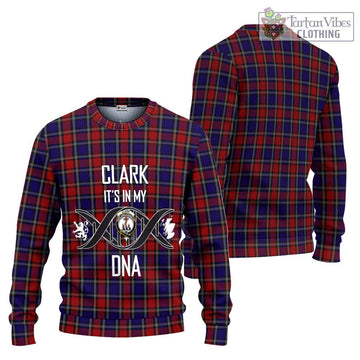 Clark Red Tartan Ugly Sweater with Family Crest DNA In Me Style