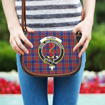 Clark Red Tartan Saddle Bag with Family Crest