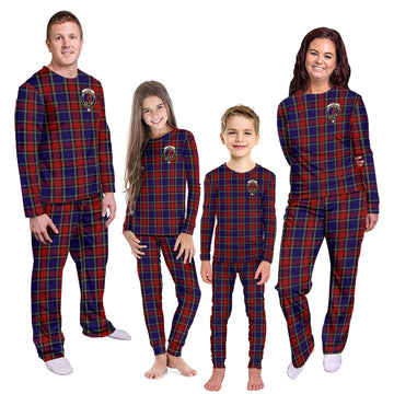 Clark Red Tartan Pajamas Family Set with Family Crest