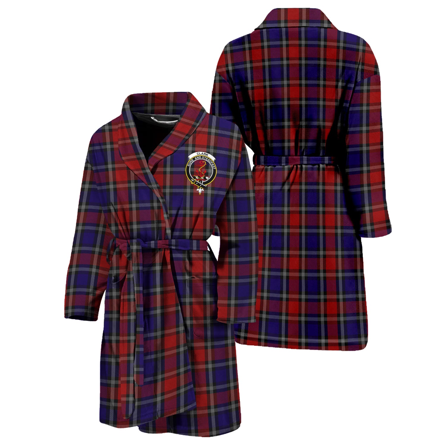 Clark Red Tartan Bathrobe with Family Crest Unisex S - Tartan Vibes Clothing