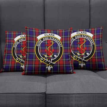 Clark Red Tartan Pillow Cover with Family Crest