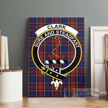 Clark Red Tartan Canvas Print Wall Art with Family Crest