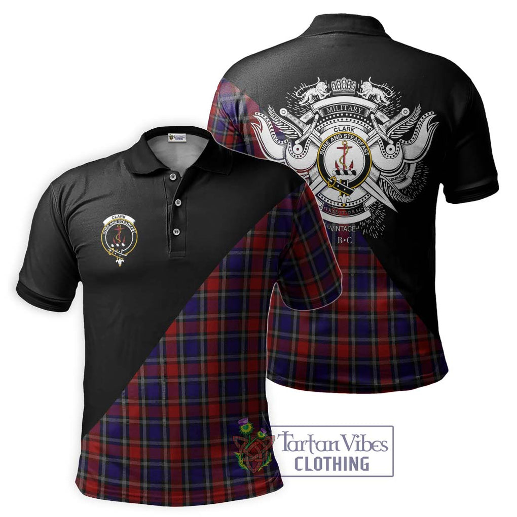 Clark Red Tartan Polo Shirt with Family Crest and Military Logo Style Kid - Tartanvibesclothing Shop